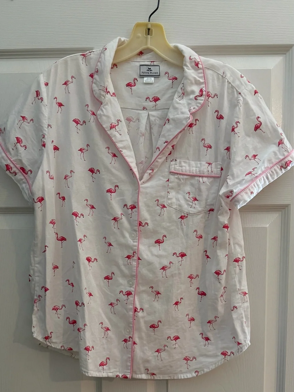 Petite Plume M Pink Flamingo 100% Cotton Short Sleeve Pajama Set